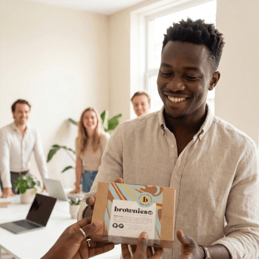 Brownies cadeau voor een collega