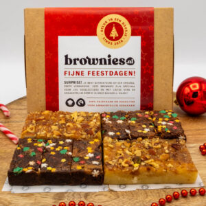 Kerst Brownie Box met blondie groot Brownies.nl